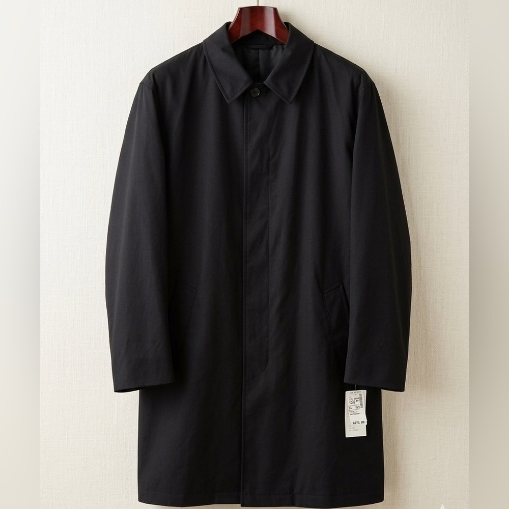 Jos. A. Bank Black Year Round Overcoat / Raincoat Full Cut Removable Wool Liner - Picture 2 of 9